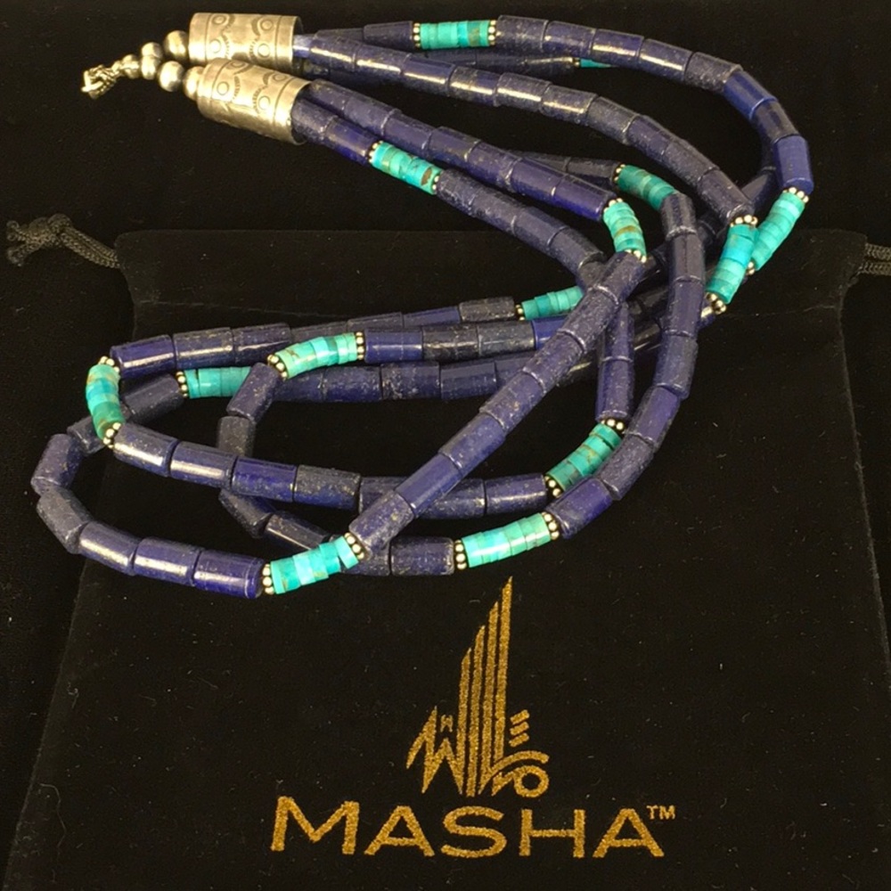 Blue Lapis Turquoise Sterling Silver Necklace - Picture 8 of 8